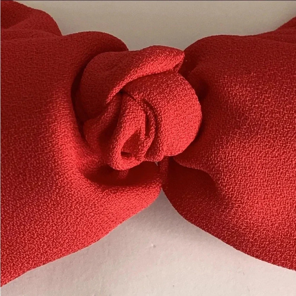 Vintage Made in France Bow Ribbon Hair Clip Barrette Retro Large Ruffles Red - Picture 3 of 10